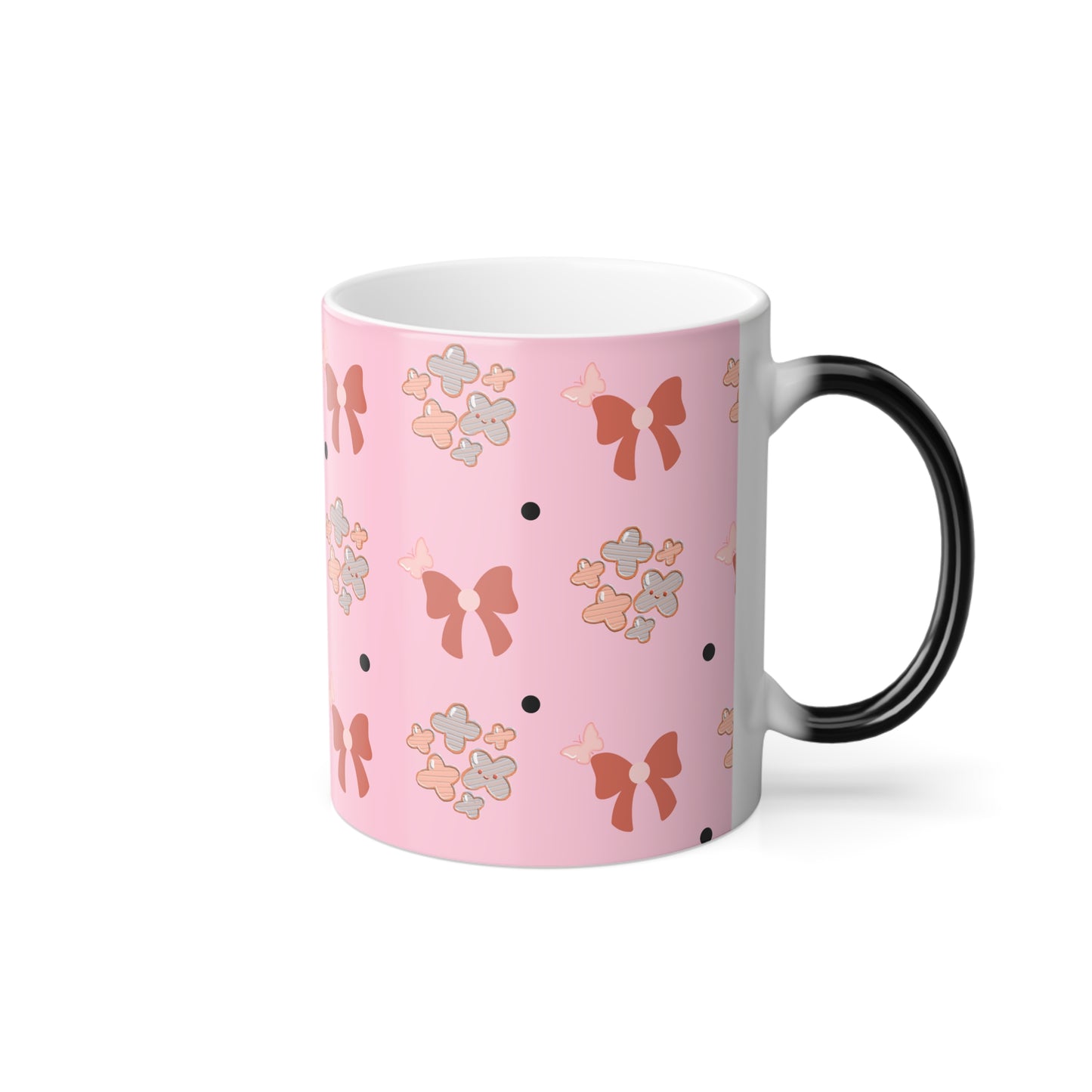 Pink Bow & Cookie Pattern Color-Changing Mug — 11 oz