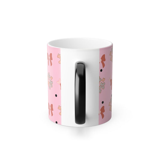 Pink Bow & Cookie Pattern Color-Changing Mug — 11 oz