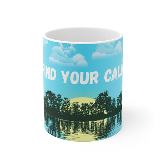 Find Your Calm Ceramic Mug — 11oz Lakeside Sunrise Coffee Cup