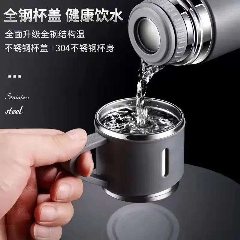 4in1 Stainless Steel Water Bottle 500ml Double Walled Vacuum with 3 Pcs Leak-proof Cups for Gym Home Office and Outdoor Use