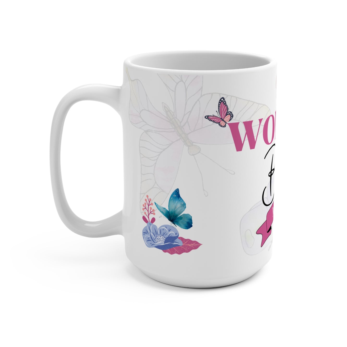 World's Best Mama 15oz Ceramic Mug – Floral Butterflies Gift for Mom