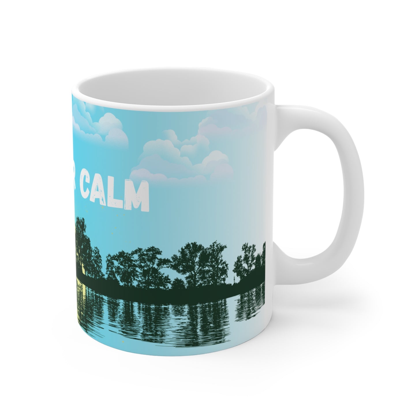 Find Your Calm Ceramic Mug — 11oz Lakeside Sunrise Coffee Cup