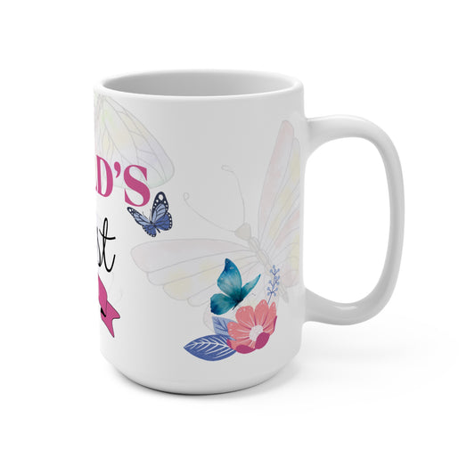 World's Best Mama 15oz Ceramic Mug – Floral Butterflies Gift for Mom
