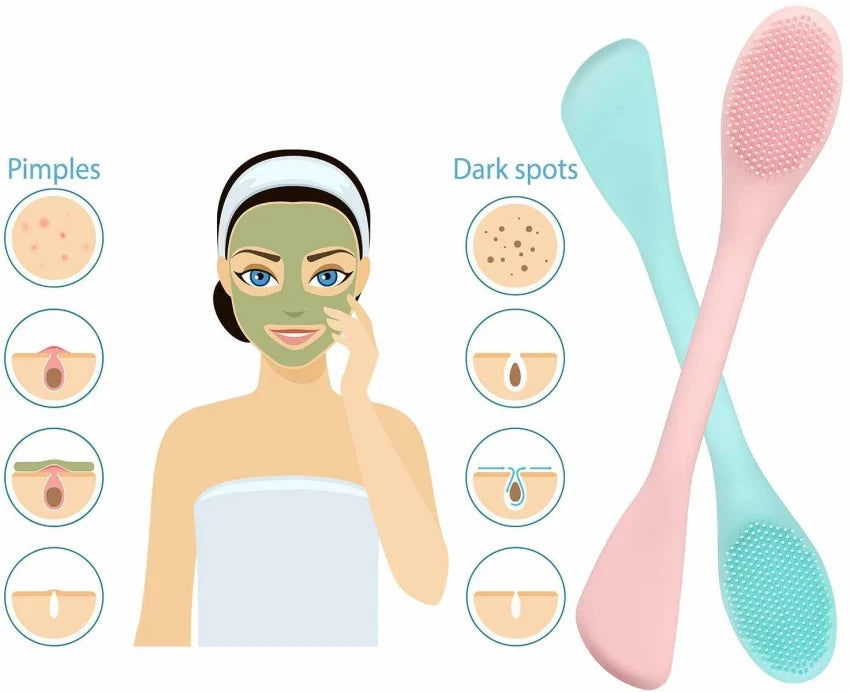 (Pack of 3) Double-headed Silicone Mask Brush Face Cleansing and Applying Mud Mask Beauty Salon Special Brush