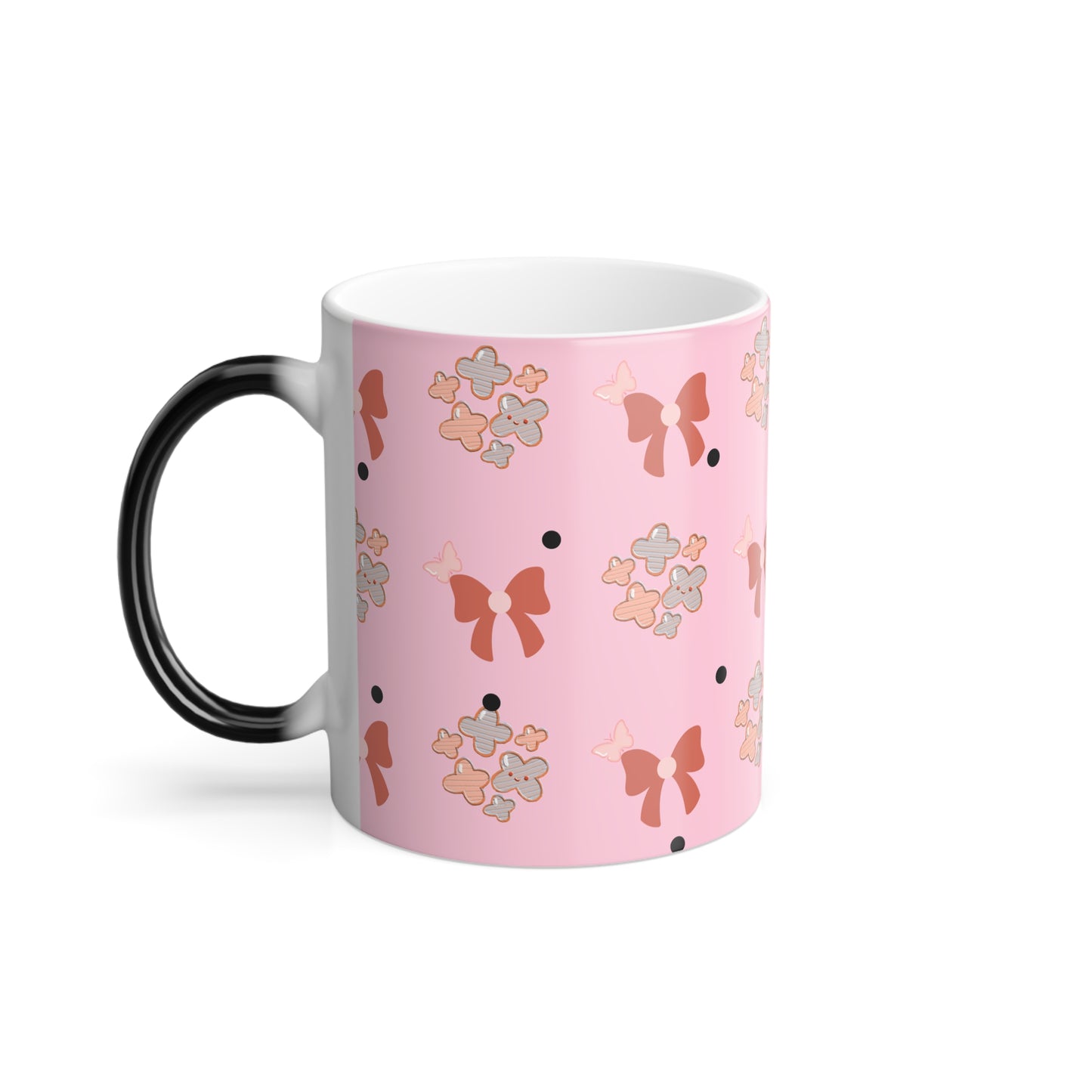 Pink Bow & Cookie Pattern Color-Changing Mug — 11 oz
