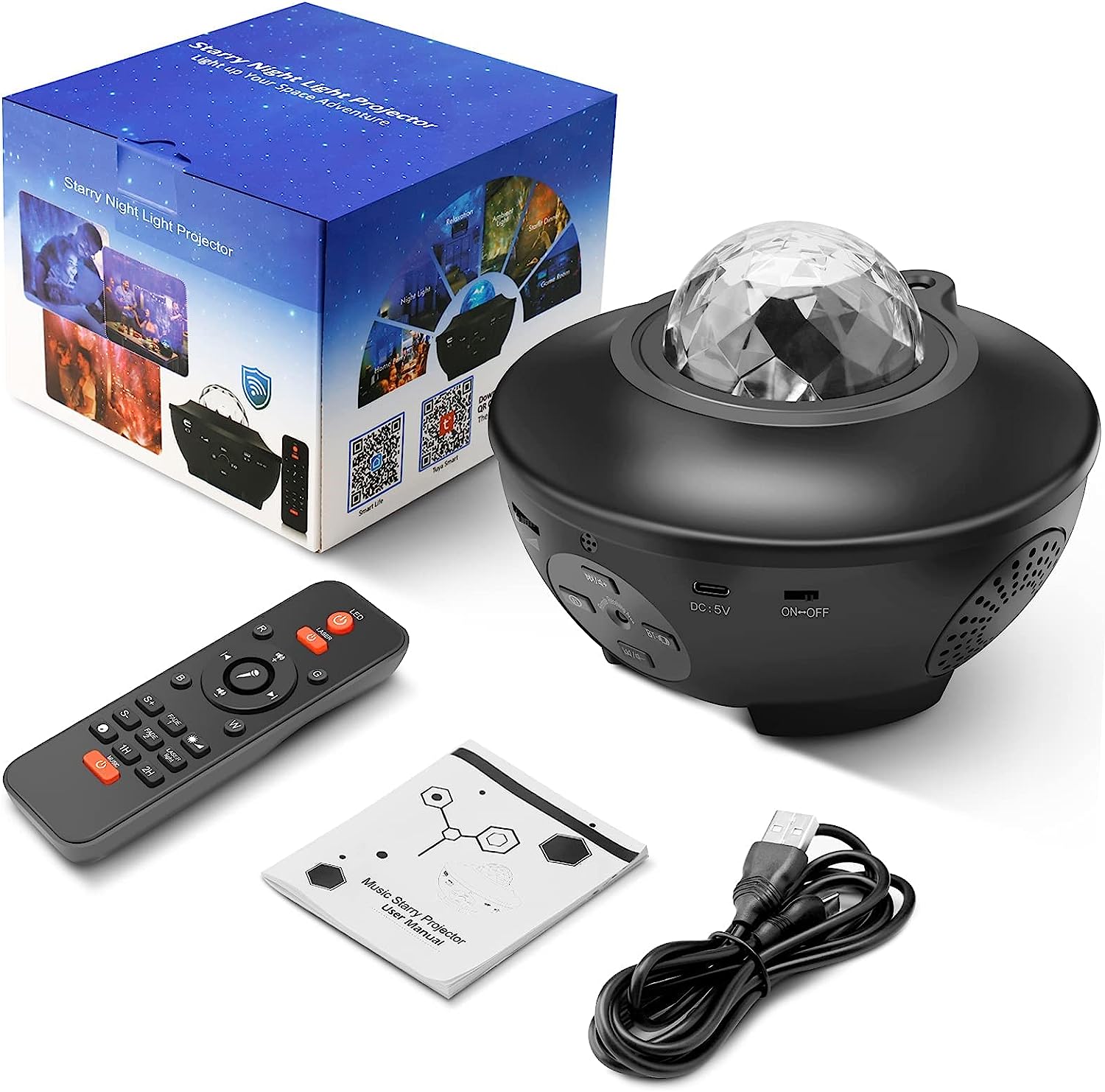 RC Starry Night Lamp Projector with Bluetooth Party Speaker
