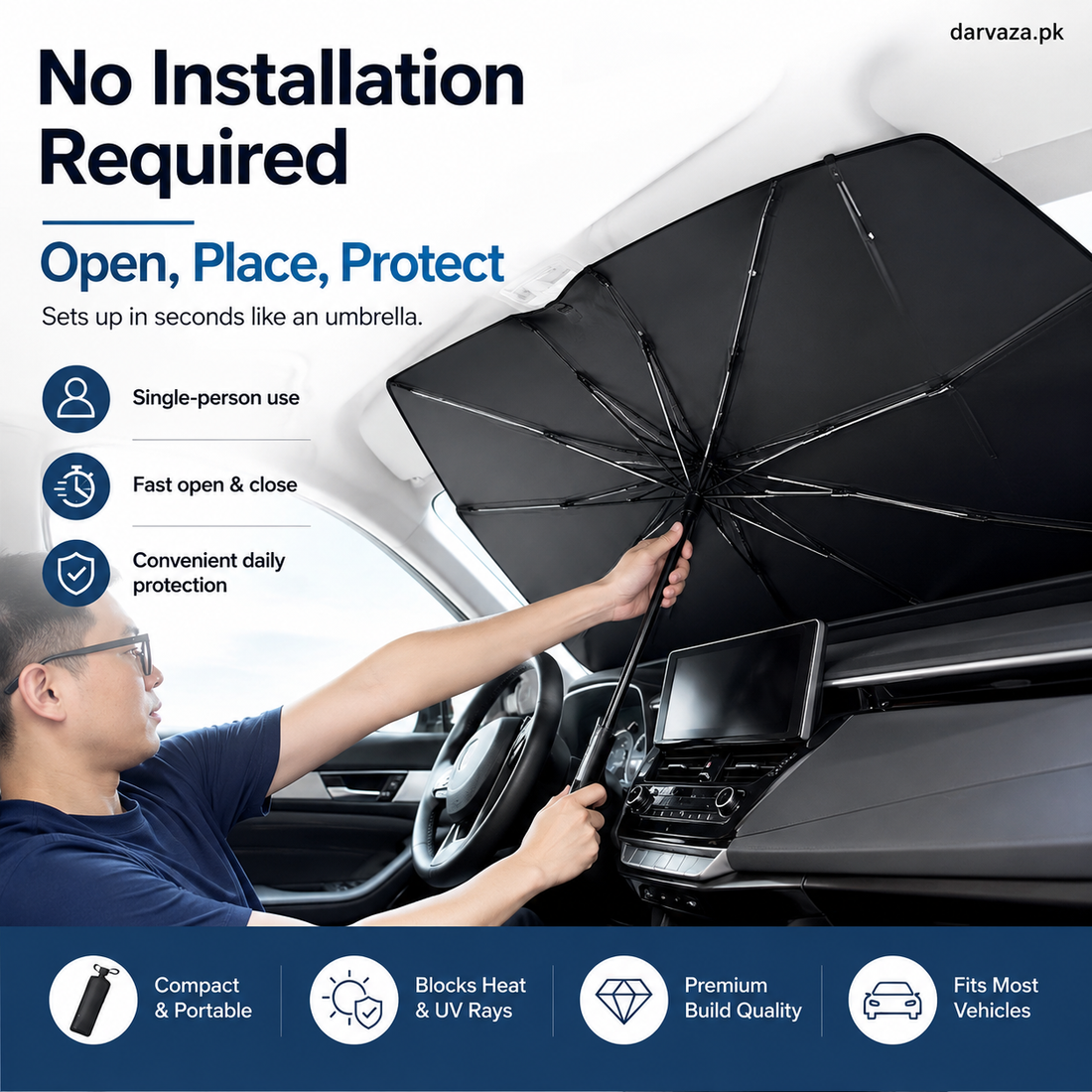 Foldable Car Front Window Sunshade Umbrella Cover
