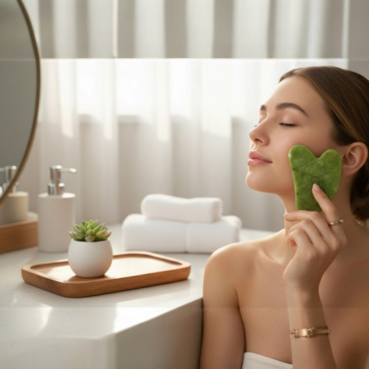 Jade Facial Roller and Gua Sha Set