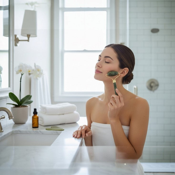 Jade Facial Roller and Gua Sha Set