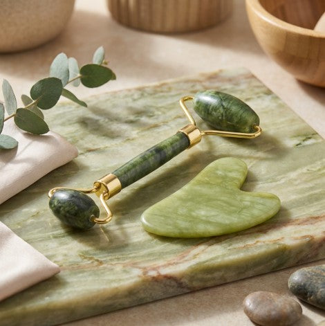 Jade Facial Roller and Gua Sha Set