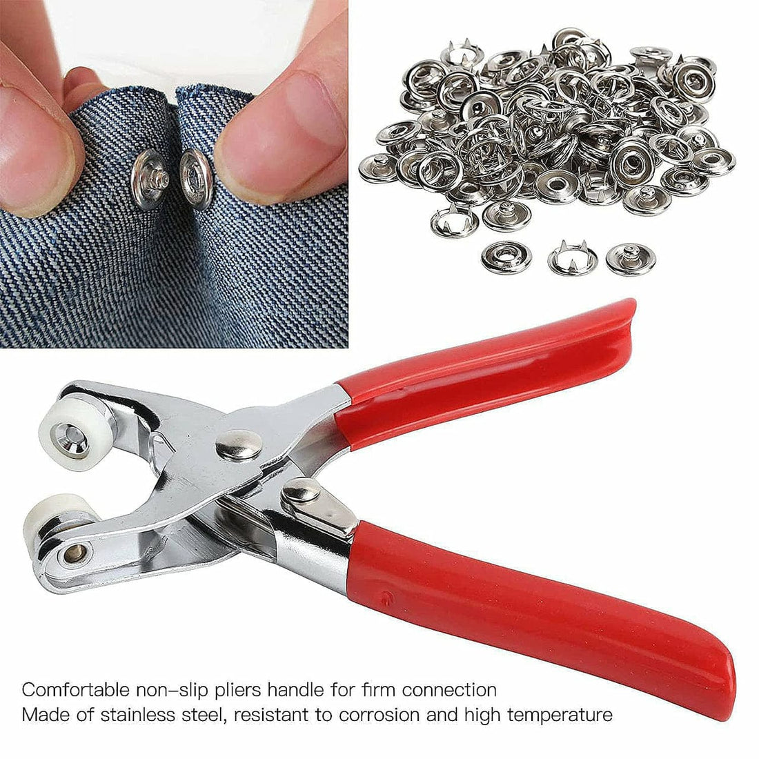 Full Body Metal Snap Button Set with Hand Pressure Plier Button Press Tool Rs 999