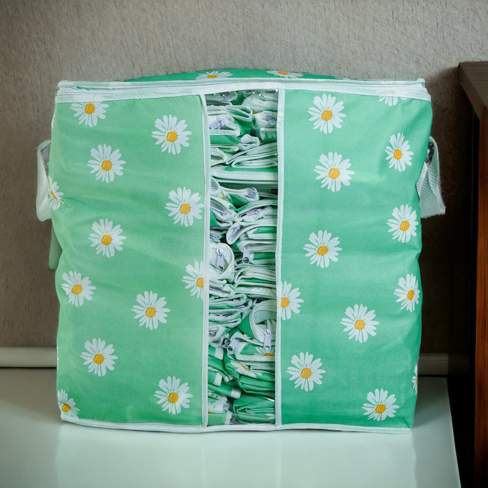 (Pack of 4) Printed Clothing Storage Organizer Bags For Traveling Home and Outdoor Use