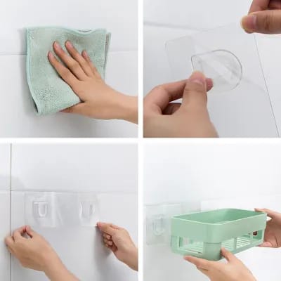 Set Of 2 Bathroom Storage Shelf – Wall Hanging Multifunction Self-Adhesive Rack for Shampoo, Soap & Cosmetics