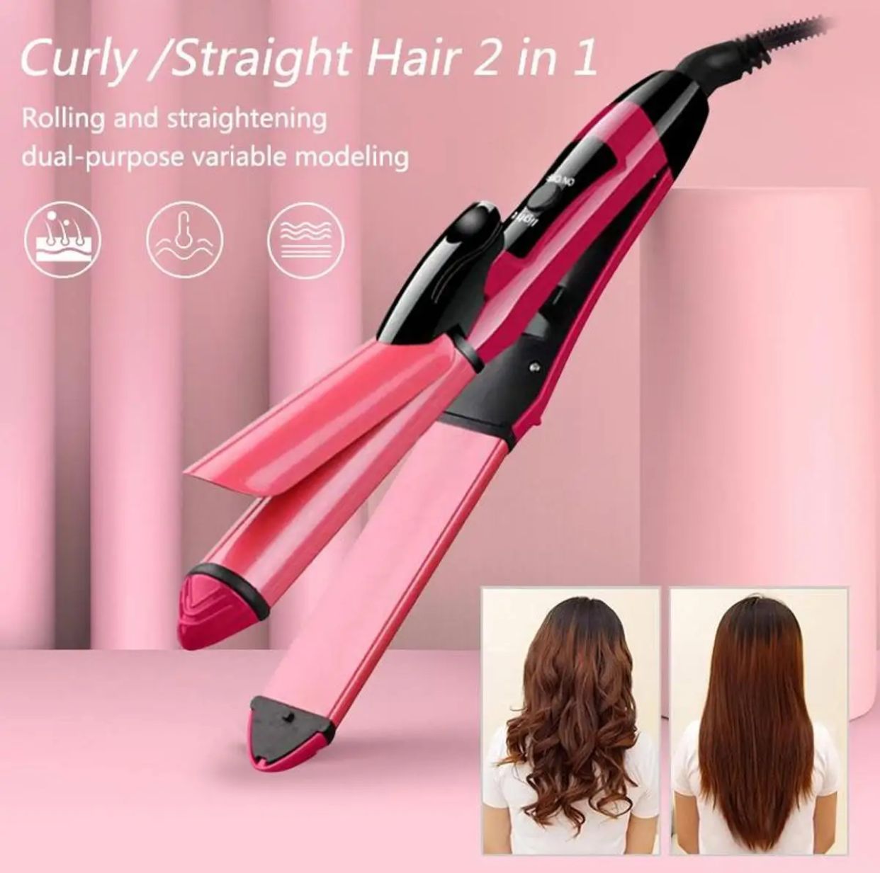2 in 1 NOVA NHC 2009 Hair Curler and Straightener For Women