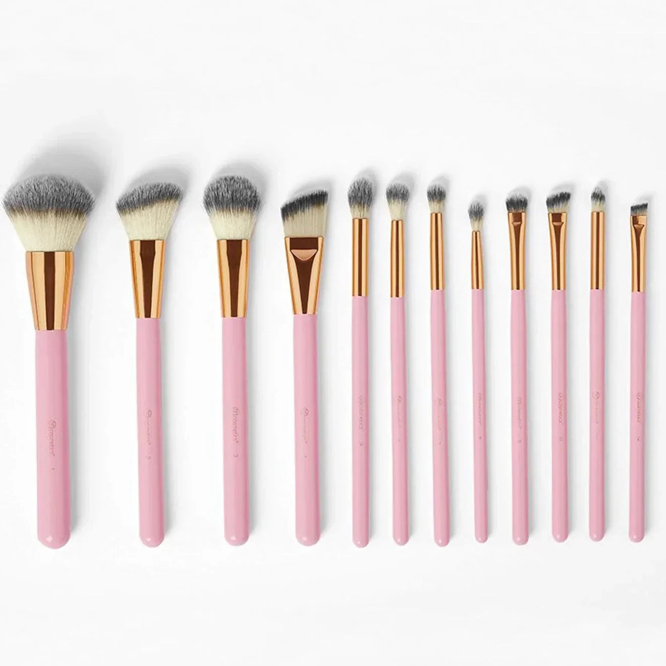 Luxury & Stylish Cosmetics Studded Elegance 12 Pc Brush Set – Premium Makeup Brushes with Holder – Random Colours