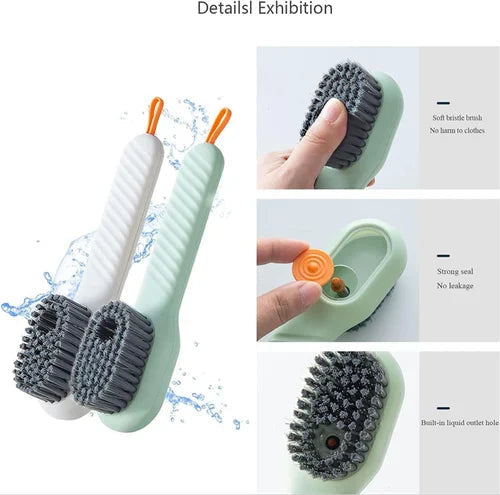 Pack of 2 Multifunctional Liquid Cleaning Brush with Soap Dispenser for Cleaning Shoes Laundry Household Use Bathroom Kitchen